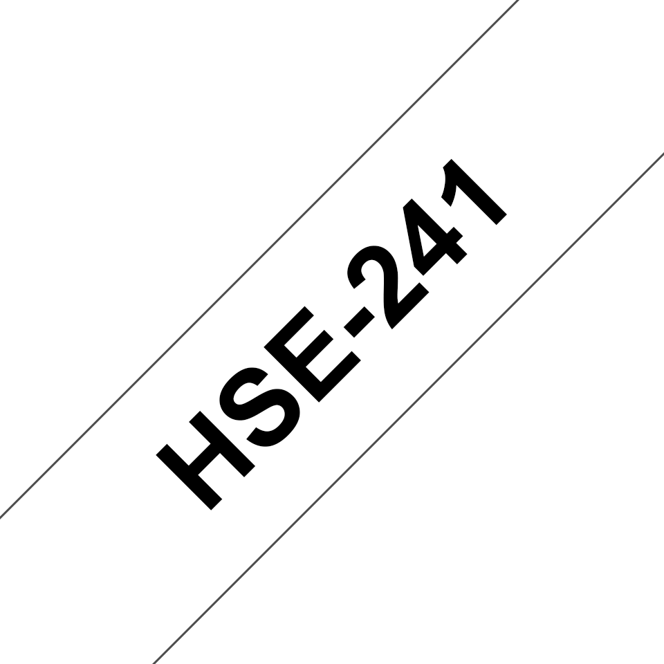Brother HSe241: оригинальная кассета с термоусадочной лентой для печати наклеек  черным на белом фоне, ширина: 17,7 мм.